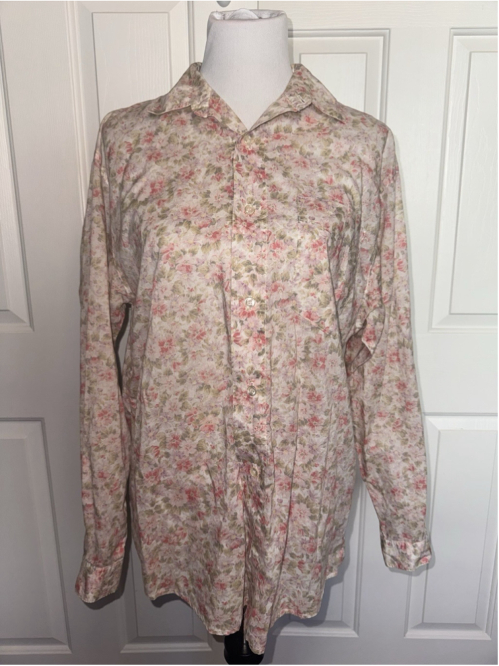 Vintage 90s Georges Marciano Floral Sheer Button Up Shirt L Romantic Made USA